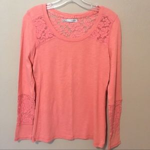 Maurices Pink Lace Long Sleeve Shirt
